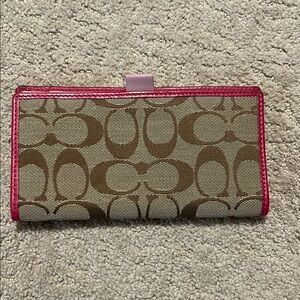 Coach Brown and Pink Check Book Cover